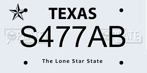 S477AB Texas License Plate