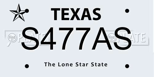 S477AS Texas License Plate
