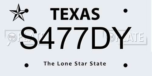 S477DY Texas License Plate