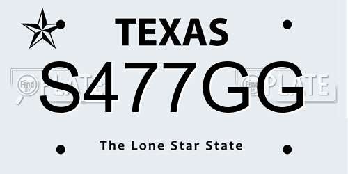S477GG Texas License Plate