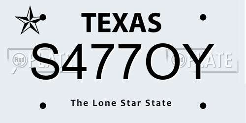 S477OY Texas License Plate