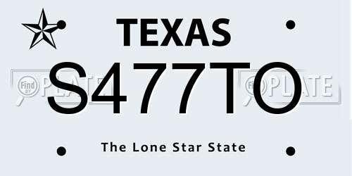 S477TO Texas License Plate