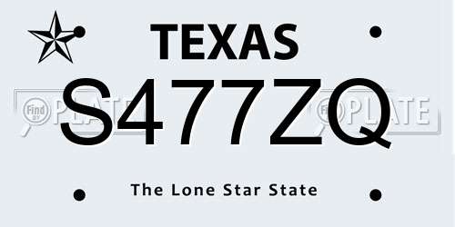 S477ZQ Texas License Plate