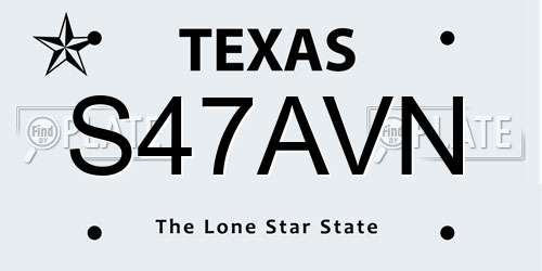 S47AVN Texas License Plate