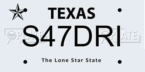 S47DRI Texas License Plate