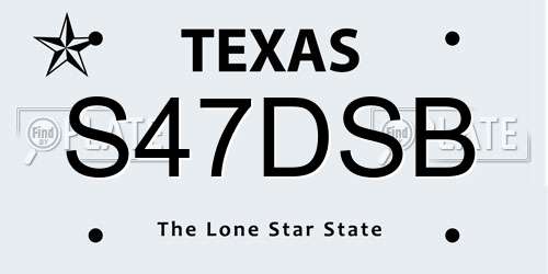 S47DSB Texas License Plate
