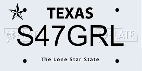 S47GRL Texas License Plate