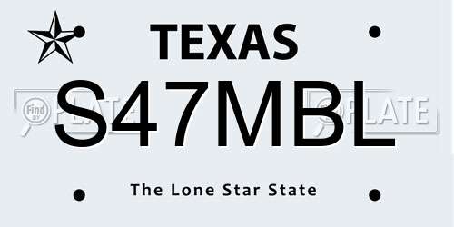 S47MBL Texas License Plate