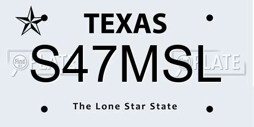 S47MSL Texas License Plate