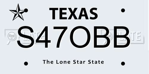 S47OBB Texas License Plate