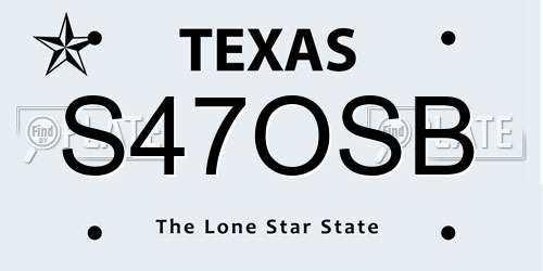 S47OSB Texas License Plate
