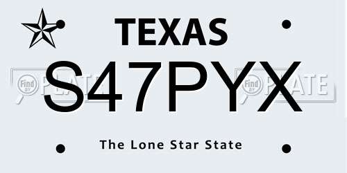 S47PYX Texas License Plate