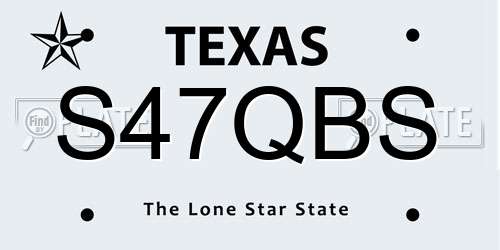 S47QBS Texas License Plate