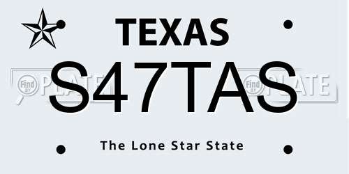 S47TAS Texas License Plate