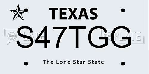 S47TGG Texas License Plate