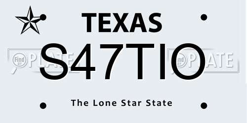 S47TIO Texas License Plate