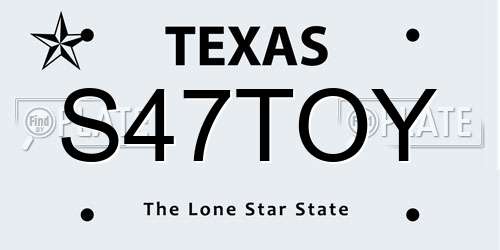 S47TOY Texas License Plate