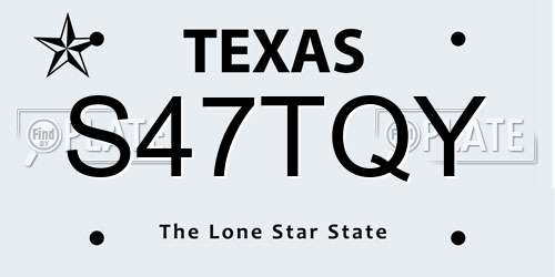 S47TQY Texas License Plate
