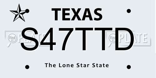S47TTD Texas License Plate