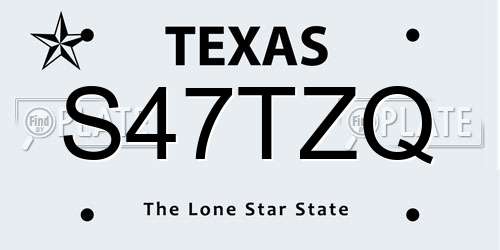 S47TZQ Texas License Plate