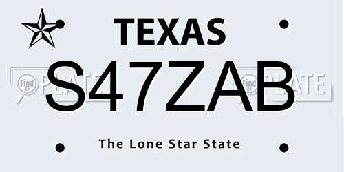 S47ZAB Texas License Plate