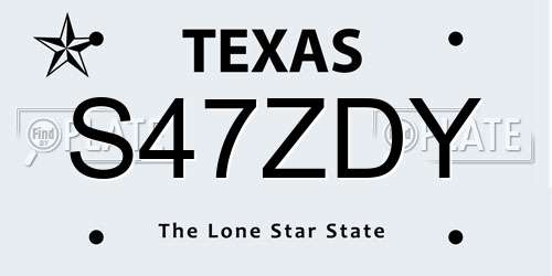S47ZDY Texas License Plate