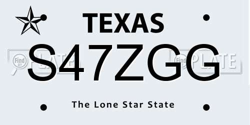 S47ZGG Texas License Plate