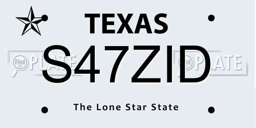 S47ZID Texas License Plate