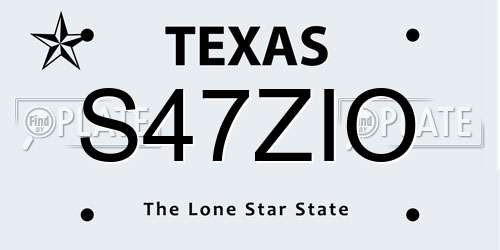 S47ZIO Texas License Plate