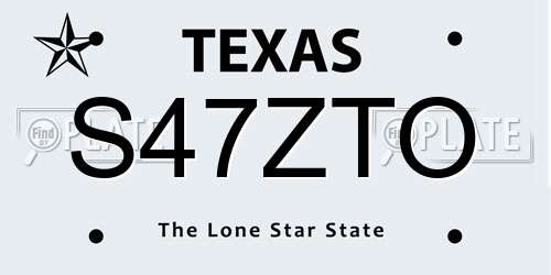 S47ZTO Texas License Plate