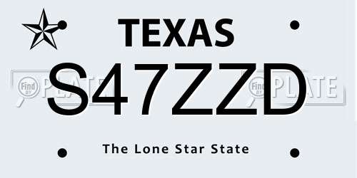 S47ZZD Texas License Plate