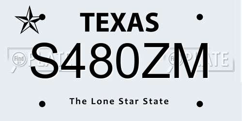 S480ZM Texas License Plate