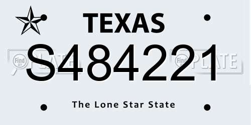 S484221 Texas License Plate