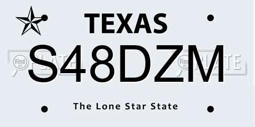 S48DZM Texas License Plate