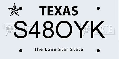 S48OYK Texas License Plate
