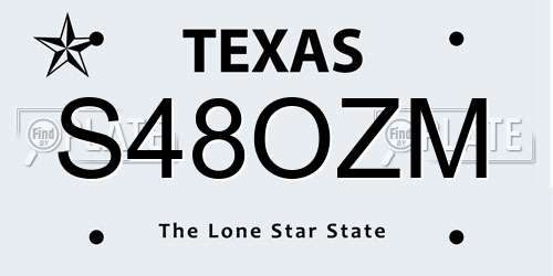 S48OZM Texas License Plate