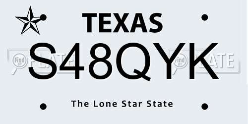 S48QYK Texas License Plate