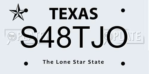 S48TJO Texas License Plate