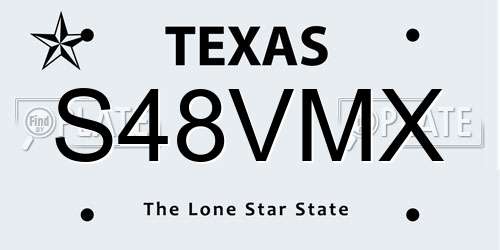 S48VMX Texas License Plate