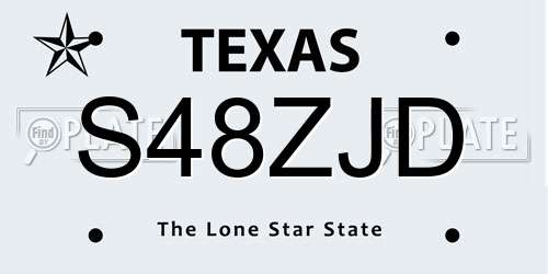S48ZJD Texas License Plate