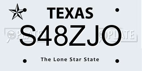 S48ZJO Texas License Plate