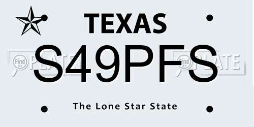 S49PFS Texas License Plate