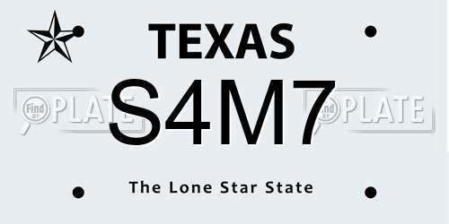 S4M7 Texas License Plate