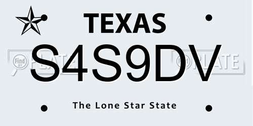 S4S9DV Texas License Plate