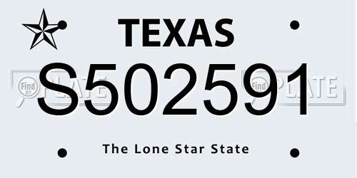 S502591 Texas License Plate