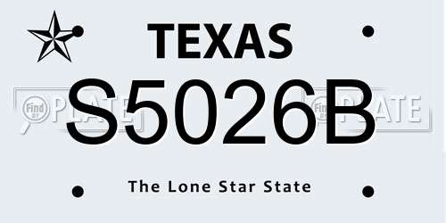 S5026B Texas License Plate