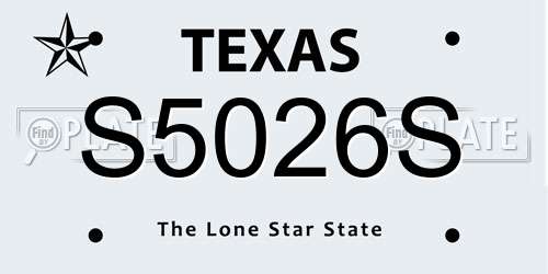 S5026S Texas License Plate