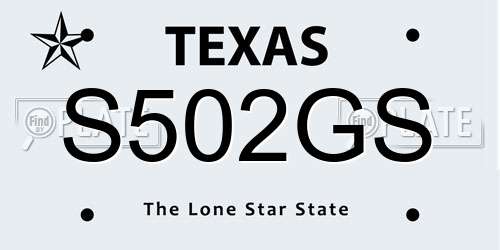 S502GS Texas License Plate