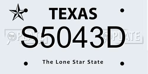 S5043D Texas License Plate