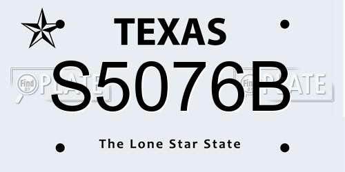 S5076B Texas License Plate